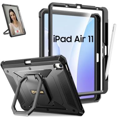 Imagem de Fintie Capa para iPad Air 5ª Geração (2022)/iPad Air 4ª Geração (2020) 10,9 pol. - [Anel mágico Tuatara] Suporte giratório de 360 graus Capa resistente à prova de choque com protetor de tela, preta