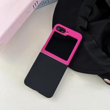 Imagem de Capa protetora para celular Candy Color para Samsung Galaxy Z Flip, capa colorida e fosca (para Galaxy Z Flip5/preto rosa)