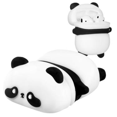 Imagem de Coralogo Capa para AirPods 2ª/1ª geração com chaveiro – Elegante para mulheres, meninas, meninos, silicone 3D, design fofo de panda kawaii, feminino, exclusivo, engraçado para Air Pods 2/1 geração