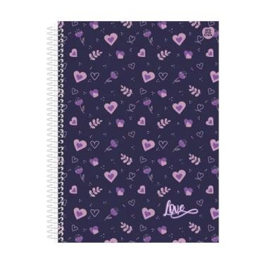 Imagem de Caderno Universitário Love Animativa Coleção 2026-10 Matérias 160 folhas Delicada Diversos Tam. 20x27,5cmm (Azul)