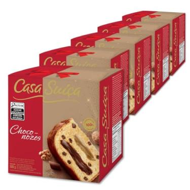 Imagem de Panettone Casa Suíça Choconozes Kit 5 unidades 500g