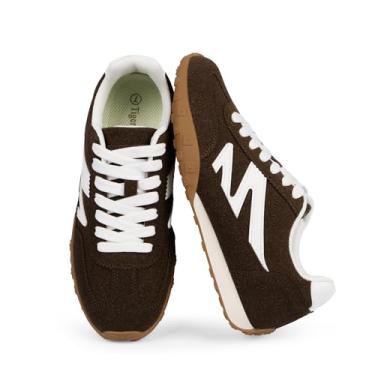 Imagem de Tigeridea Tênis feminino casual leve para caminhada, cadarço e cadarço para conforto o dia todo, Chocolate, 37