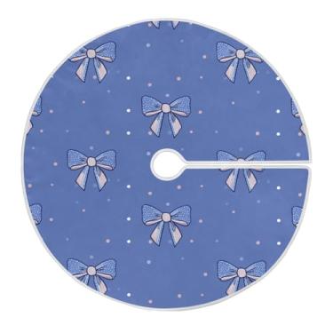 Imagem de Blueangle Saia de árvore de Natal com bolinhas azuis de 89,9 cm - poliéster macio e resistente a rugas, decoração de férias para festas de Natal, árvore festiva e decoração de casa (654)