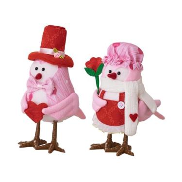 Imagem de oshhni Decoração de Dia dos Namorados com Pássaros, Estatueta de Casal de Pássaros com Luz, Enfeite de Mesa para Armário, Centro de Mesa ou Lareira