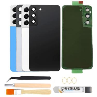 Imagem de Substituição de vidro traseiro para Samsung Galaxy S22 com lente de vidro da câmera e kits de ferramentas de reparo (preto)