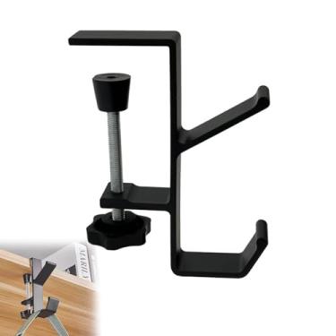 Imagem de Gancho Portátil para Bolsa de Mão e Mochila Escolar Mesas Suporte Fones Ouvido Apoio com Grampo Mesa Design Giratório Liga Prático Amplamente Aplicável Bolsas Roupas Utensílios Cozinha Chapéus Mochila