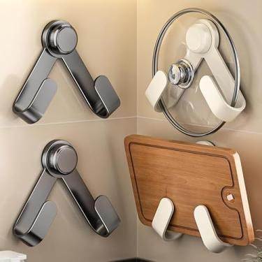 Imagem de Suporte de tampa de panela com ventosa montado na parede, suporte multifuncional de armazenamento de cozinha para tábua de corte, tampa e utensílios de cozinha