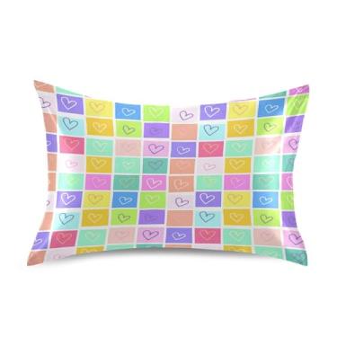 Imagem de SEHANY Capas de almofada de seda para cabelo e pele para o Dia dos Namorados, capas de almofada de cetim respiráveis macias e refrescantes com fecho de envelope, tamanho king (50,8 x 101,6 cm)