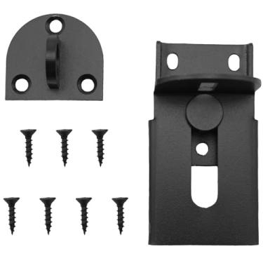 Imagem de TAODAN Fechadura de parafuso de porta deslizante de aço inoxidável com parafusos 8 x 4,4 cm trava de segurança para celeiros, garagens, jardins, cercas, galpões, janelas, armários, preto