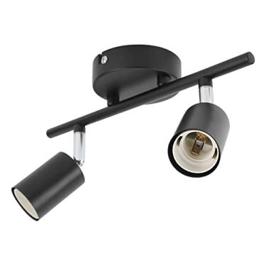Imagem de Hyuduo Suporte de Luz para Trilho de Teto, 2 Suportes de Luz Redondos, Ferro e Aparência Elegante, Rotação Flexível, Fácil de Instalar, Ampla Aplicação, E27, 85-265V 2 Luzes, para Sala de Estar, café,