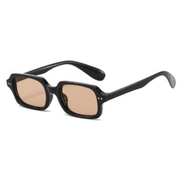 Imagem de VFDHN Óculos de Sol Masculinos Retangulares Pequenos Estilo Retrô com Proteção UV400 e Lentes Degradê Femininas (TYJ526-3)