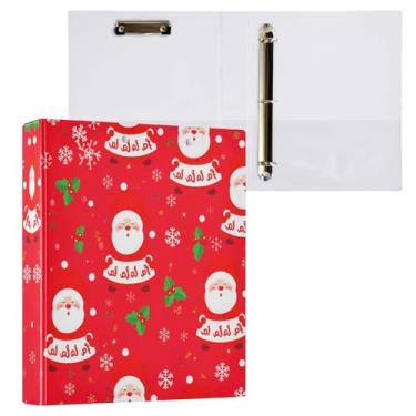 Imagem de STAYTOP Lindo organizador de fichário redondo de Papai Noel, fichário de 3 anéis com prancheta (carta A4), fichário fofo para material de escritório escolar