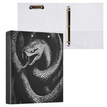 Imagem de STAYTOP Organizador de fichário redondo de cobra preta feroz, fichário de 3 anéis com prancheta (carta A4), fichário fofo para material de escritório escolar
