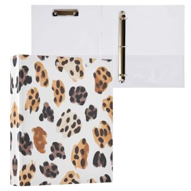 Imagem de STAYTOP Lindo organizador de fichário redondo com estampa de leopardo, fichário de 3 anéis com prancheta (carta A4), fichário fofo para material de escritório escolar