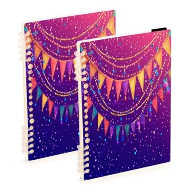 Imagem de Burbuja Cadernos de contas para decoração de carnaval, papel pautado universitário A5 com 60 folhas, fichário para diário, escritório, 2 unidades