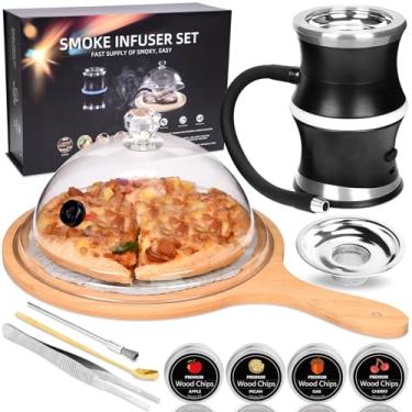 Imagem de Kit de defumador de coquetel, kit de defumador de uísque com acessórios e lascas de madeira de 4 sabores, kit de defumador à moda antiga Bourbon, fumaça fria para fumar cloche para comida e bebida