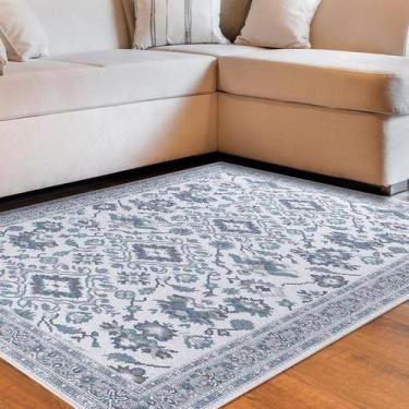 Imagem de Tapete sala quarto escritorio funcional medalhão 1,50 x 2,00 cor azul 