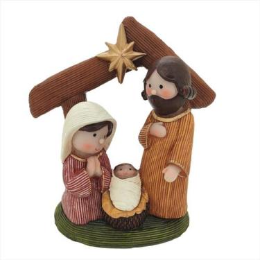 Imagem de Sagrada Família Presépio Maria Menino Jesus Em Resina 15cm - Magizi