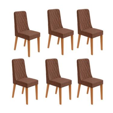 Imagem de Conjunto com 6 Cadeiras Luar Revestimento Sintético Avelã e Amêndoa