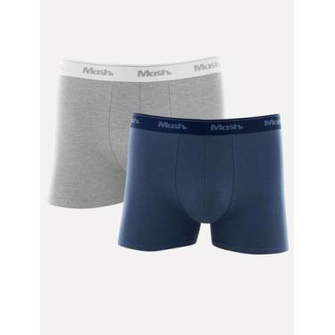 Imagem de Cueca Mash Boxer Cotton Basic Azul Médio/ Cinza Mescla Pack 2UN Tamanh