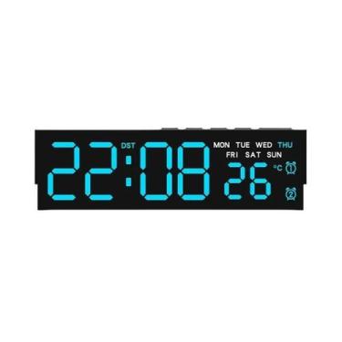 Imagem de Relógio Despertador LED Branco USB Com Luz Ambiente 12/24H Temperatura