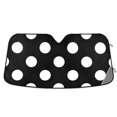 Imagem de Para-brisa preto e branco de bolinhas para carro, protetor solar de carro, protetor solar de carro, acessórios de carro de verão