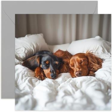 Imagem de Cartão de felicitações Sleeping Dogs - Cartão de felicitações perfeito para amantes de cães - Cartão Pensando em você - Presente - Just Porque, Amizade, Amor, Aniversário - Para Ela