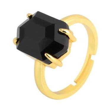 Imagem de Anel De Luxo Feminino Em Ouro Com Pedra Natural Cristal Olho De Tigre 