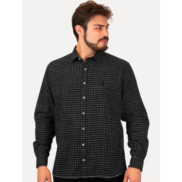 Imagem de Camisa Dudalina Masculina Comfort Slub Cotton Xadrez Preta-Masculino