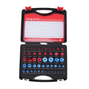 Imagem de LiebeWH Conjunto de Verificador de Rosca de Porcas e Parafusos, 50 Peças, Identificador de Rosca Destacável Métrica Imperial para Espaço Estreito