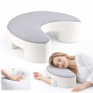 Imagem de Travesseiro lateral com orifício para o braço para alívio da dor no pescoço no ombro, travesseiro de braço ergonômico para pessoas que dormem de lado, adultos com manguito rotador e suporte cervical