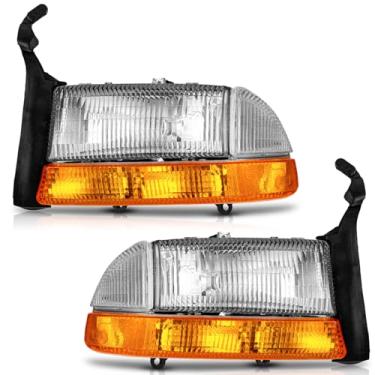Imagem de WEELMOTO Faróis para Dodge Dakota 1997-2004, conjunto de faróis compatível com 1998 1999 2000 2001 2002 2003 Durango substituição farol para-choques luzes de sinalização par