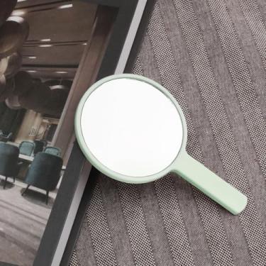 Imagem de Espelho portátil, espelho compacto com alça ajustável, mini espelho dobrável para maquiagem, espelho de mão profissional com orifício para pendurar, espelho portátil multiuso de viagem de um lado para