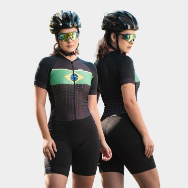 Imagem de Macaquinho de Ciclismo Feminino Manga Curta Sublimado Forro Espuma Repirável Antitransparência-Feminino