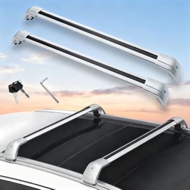 Imagem de Barras transversais de teto para Hyundai Tucson NX4 2022-2026 bagageiro de alumínio para transporte de carga de teto, caiaque prata