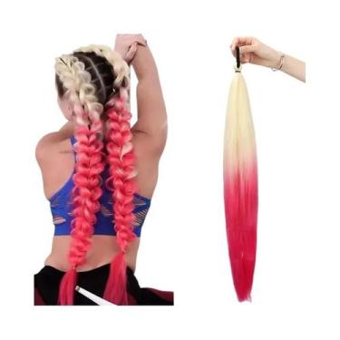 Imagem de Extensões De Cabelo Coloridas Sintéticas Em Rabo De Cavalo Longo E Lis