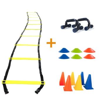 Imagem de Kit Funcional Escada Agilidade Cones Chapéu Chinês Apoio para Flexão Yangfit-Unissex