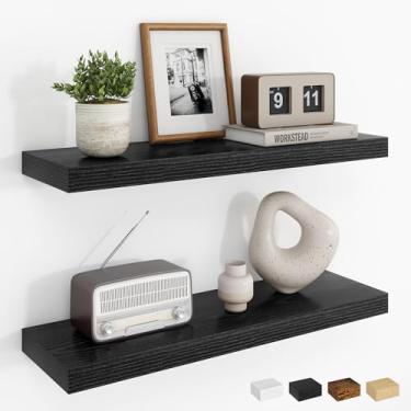 Imagem de Dreamland Prateleiras flutuantes pretas de 61 cm, prateleiras de parede de 61 cm para banheiro, quarto, cozinha, prateleira de livros de parede profunda, prateleira flutuante de madeira rústica para