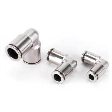 Imagem de 1 peça Conector rápido pneumático PV em forma de L todo cobre niquelado PU conector de tubo de gás 8 10 12 14 16 mm alta temperatura (PV-4)