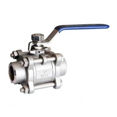 Imagem de Válvula de esfera de rosca de aço inoxidável de 2,5 cm DN25 Válvula de esfera de três peças para uso com líquidos e gases 1 peça (SS201)