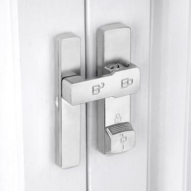 Imagem de INIRET Fechadura de porta de celeiro prateada de 180 graus, ferragens para fechaduras, fechadura de porta de liga de zinco, protege a privacidade, para porta de celeiro, armários, janelas, jardim