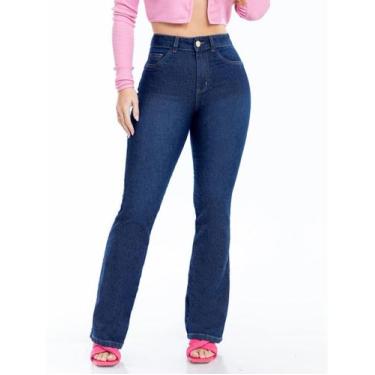 Imagem de Calça Flare Jeans Biotipo Feminina Petit Para Baixinhas Moderna Premiu