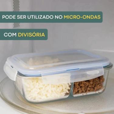 Imagem de Pote Retangular Hermético Com Divisória Vidro 1040ml - GLOBAL MIX