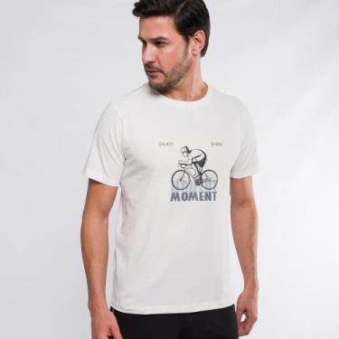 Imagem de Camiseta Casual Masculina Marcio May Enjoy Every Moment Bege, GG, Bege