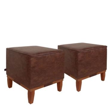 Imagem de Conj. 02 Pufe Banqueta Quadrado Rodapé Madeira Oxford 40 - Due Decor, 