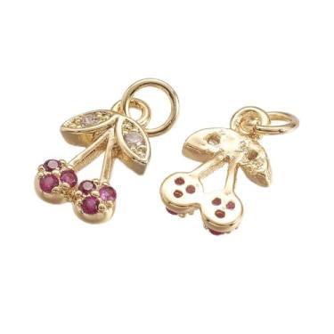 Imagem de Pingentes de zircônia cúbica de latão banhado a ouro 18 K de verdade, pequenos pingentes de joias para brincos faça você mesmo, colares, pulseiras, correntes, joias, artesanato, 2 peças