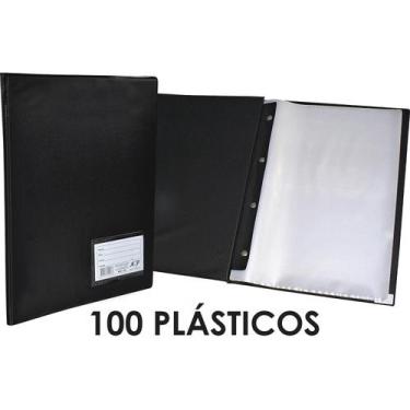 Imagem de Pasta Catalogo com 100, 50 e 10 Envelopes Finos A4 Preta  ACP