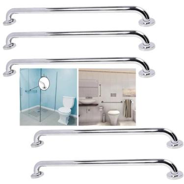 Imagem de Barra Alça Apoio 60Cm Inox Kit 5 Uni Suporte Anti Queda Idoso Gestante
