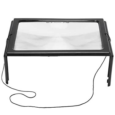 Imagem de Lupa de leitura tamanho A4 com luz LED e suporte mãos livres Lupa de mesa para leitura em escritório doméstico Jornal Manutenção têxtil Antiguidades ABS Material PVC Ampliação 3X