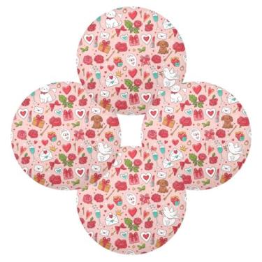 Imagem de Wassud Jogo americano conjunto de 4 tapetes de mesa redondos com tema fofo para cozinha e jantar tapetes laváveis resistentes ao calor decoração de mesa 39 cm